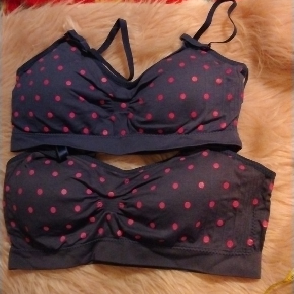 NEW COOBIE Bras Style 9012 One Size and Full Size Navy Pink Polka Dot - Picture 9 of 11